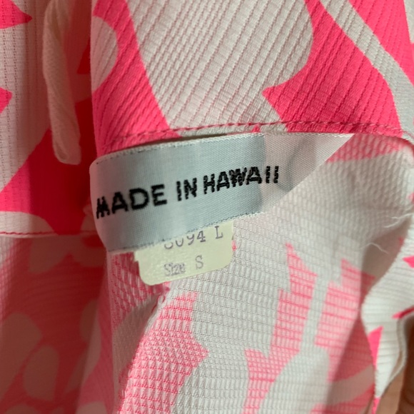 SOLD 🛑 Vintage | 1960’s Hawaiian Textured Cotton Maxi Dress Cotton Pink Floral - Picture 7 of 9